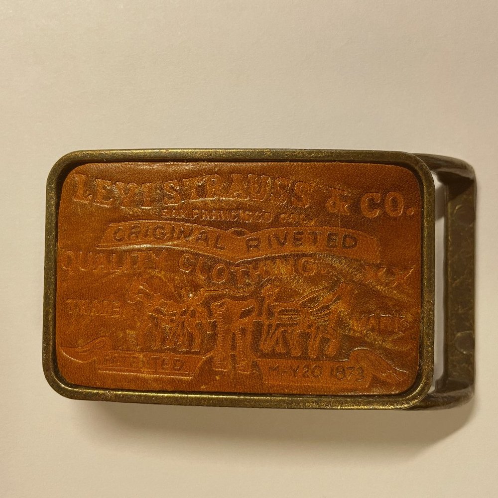 Levi Strauss Belt Buckle Leather Brass